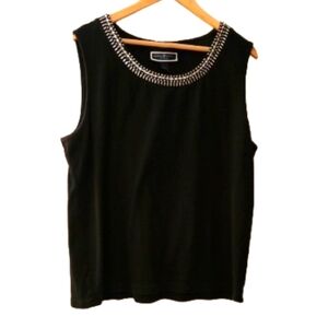 Karen Scott Black Tank Top with Silver Details